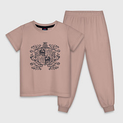 Пижама хлопковая детская Винтажный геральдический щит, цвет: пыльно-розовый