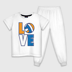 Пижама хлопковая детская Love Volleyball, цвет: белый