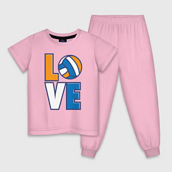 Пижама хлопковая детская Love Volleyball, цвет: светло-розовый