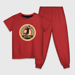 Пижама хлопковая детская Спорт - Волейбол, цвет: красный