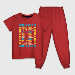 Пижама хлопковая детская Волейбол, цвет: красный