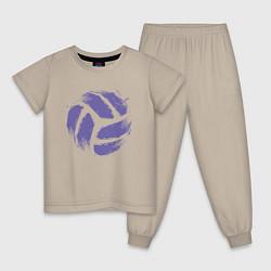 Пижама хлопковая детская Мяч - Волейбол, цвет: миндальный