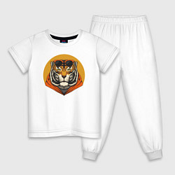 Пижама хлопковая детская Тигра стиль, цвет: белый