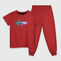 Пижама хлопковая детская Space Jam, цвет: красный