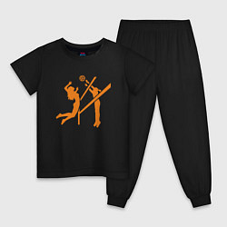 Пижама хлопковая детская The Game - Volleyball, цвет: черный