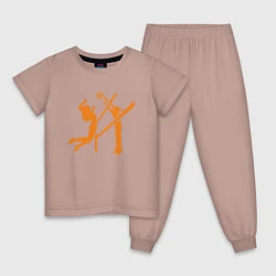 Пижама хлопковая детская The Game - Volleyball, цвет: пыльно-розовый