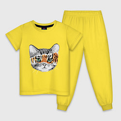 Пижама хлопковая детская Тигровый гот, цвет: желтый