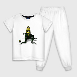 Пижама хлопковая детская Злая кукуруза, цвет: белый