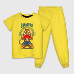 Пижама хлопковая детская Чемпион, цвет: желтый