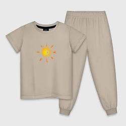 Пижама хлопковая детская Солнце, цвет: миндальный