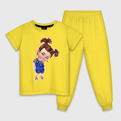 Пижама хлопковая детская Кокетка, цвет: желтый