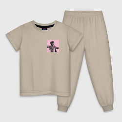 Пижама хлопковая детская EUPHORIA BTS PINK Edition, цвет: миндальный