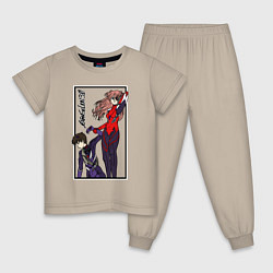Пижама хлопковая детская Evangelion 3 01 0, цвет: миндальный
