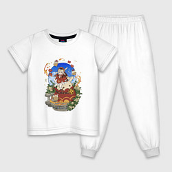 Пижама хлопковая детская Кли и бомбочки, цвет: белый