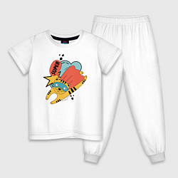 Пижама хлопковая детская Кот-супер герой, цвет: белый
