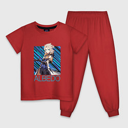 Пижама хлопковая детская Альбедо Genshin Impact, цвет: красный