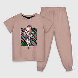 Пижама хлопковая детская Диона Genshin Impact, цвет: пыльно-розовый