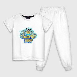 Пижама хлопковая детская Отряд Сквиртлов, цвет: белый