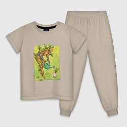 Пижама хлопковая детская Агроном, цвет: миндальный