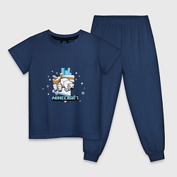 Пижама хлопковая детская Майнкрафт Белые медведи, цвет: тёмно-синий