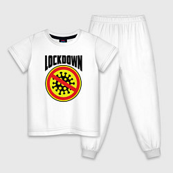 Пижама хлопковая детская Lockdown, цвет: белый