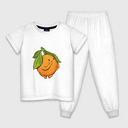 Пижама хлопковая детская Апельсин, цвет: белый