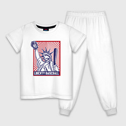 Пижама хлопковая детская Бейсбол Liberty city, цвет: белый
