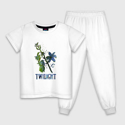 Пижама хлопковая детская Twilight Сумеречные цветы, цвет: белый