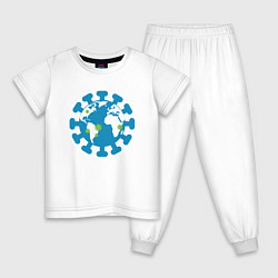 Пижама хлопковая детская Covid World, цвет: белый