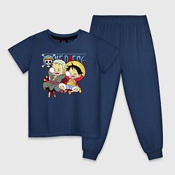 Пижама хлопковая детская Малыши Зоро и Луффи One Piece, цвет: тёмно-синий