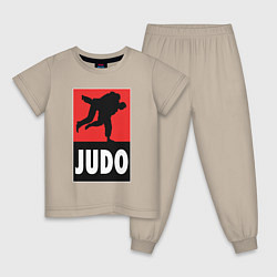 Пижама хлопковая детская Judo, цвет: миндальный