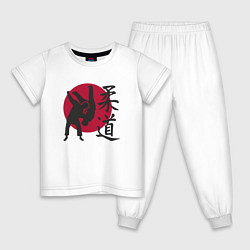 Пижама хлопковая детская Дзюдо - Япония, цвет: белый