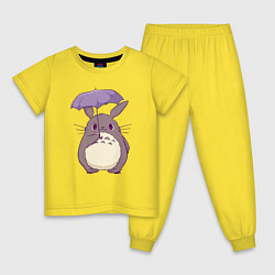 Пижама хлопковая детская Кавайный Тоторо с зонтиком, цвет: желтый