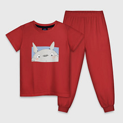 Пижама хлопковая детская Удивленный Тоторо, цвет: красный