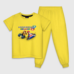 Пижама хлопковая детская Mariokart 8 Deluxe гонка, цвет: желтый
