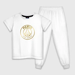 Пижама хлопковая детская PSG GOLD LOGO ПСЖ ЗОЛОТО, цвет: белый