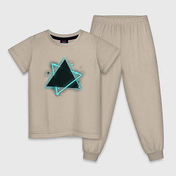 Пижама хлопковая детская Треугольник неон, цвет: миндальный
