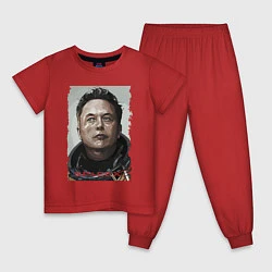Пижама хлопковая детская Space X и его создатель, цвет: красный