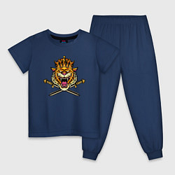 Пижама хлопковая детская Tiger King, цвет: тёмно-синий