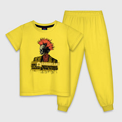 Пижама хлопковая детская Скелет панк, цвет: желтый