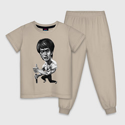 Пижама хлопковая детская Bruce Lee, цвет: миндальный