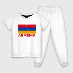 Пижама хлопковая детская Armenia Flag, цвет: белый