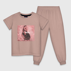 Пижама хлопковая детская Обложка Bhad Bhabie, цвет: пыльно-розовый
