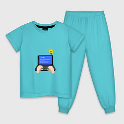 Пижама хлопковая детская Создание компьютерной программы, цвет: бирюзовый