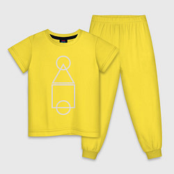 Пижама хлопковая детская Игра в кальмара: схема, цвет: желтый