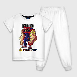 Пижама хлопковая детская Big Mario, цвет: белый