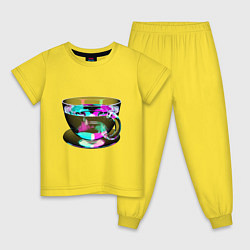 Пижама хлопковая детская Волшебная чашечка, цвет: желтый