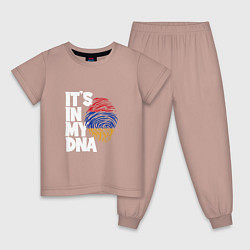 Пижама хлопковая детская ДНК - Армения, цвет: пыльно-розовый