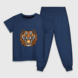 Пижама хлопковая детская Magic - Tiger, цвет: тёмно-синий