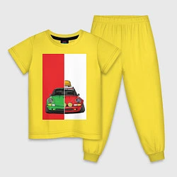 Пижама хлопковая детская Concept car, цвет: желтый